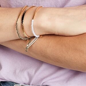 Gorjana Power Gemstone Bracelet – Gray & Gold – Adjustable – Like New